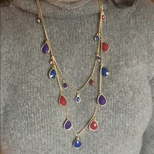 Double tiered gold colored necklace